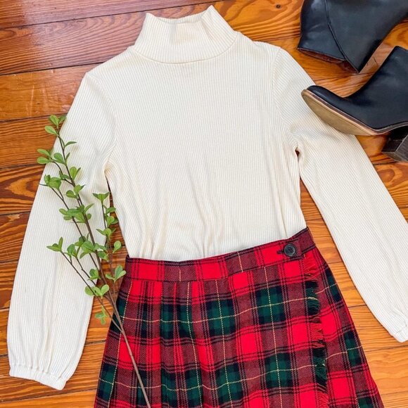 Women's‎ MADEWELL Ribbed Bubble Sleeve Mock-Neck Cream Sweater- Size M - Picture 1 of 11